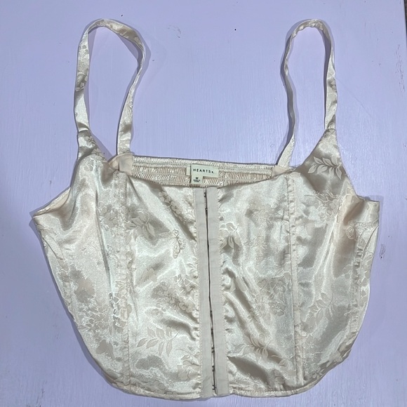 L.A. Hearts Cream Brocade Bustier Crop Top Tank M - Picture 3 of 5